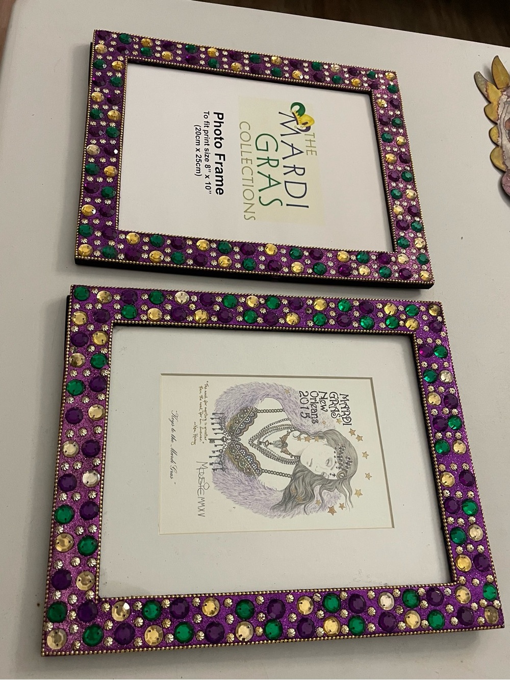 Purple & Green Jeweled Photo Frame - Set of 2